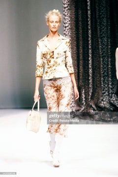 Dolce & Gabbana SS 1997 90s Sheer Rose Floral Print Beige Dress IT 42