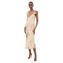 Dolce & Gabbana SS 1997 90s Sheer Rose Floral Print Beige Dress IT 42