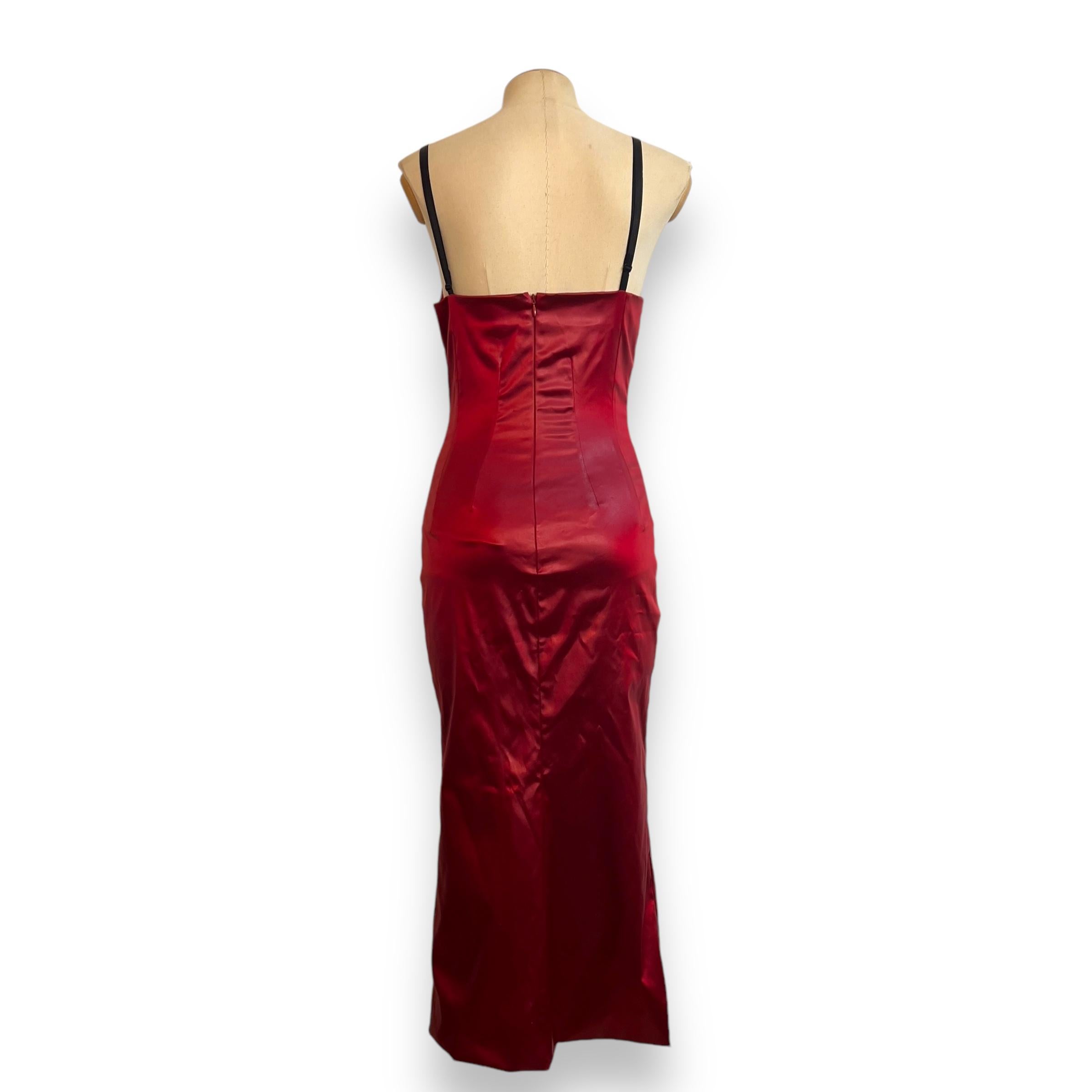 Red Dolce & Gabbana SS 1999  Wet look/ Vinyl Effect bodycon Dress