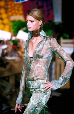 Dolce & Gabbana SS 2000 'Mix & Match' Green Paisley Sheer Shirt IT 40