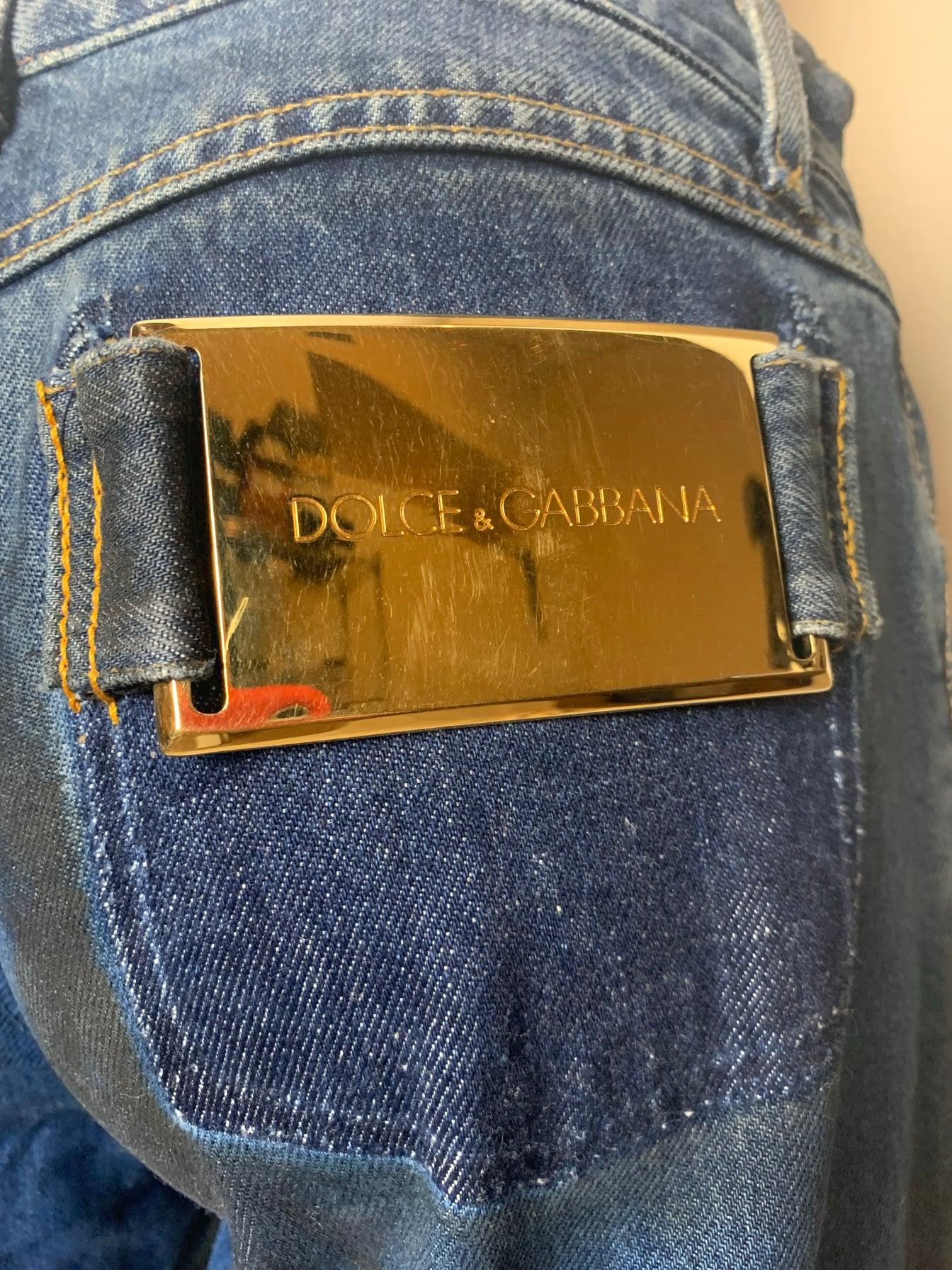 Dolce & Gabbana SS 2001 Graffiti Punk Jeans with Safety Pins 1