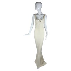Dolce & Gabbana SS 2001 Ivory Bustier Mermaid Gown with Criss-Cross Open Back