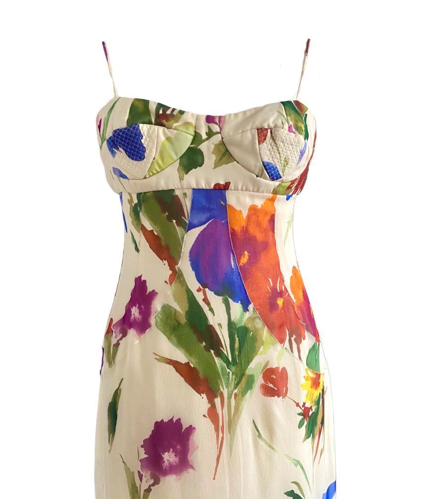 100% silk floral gown identical to the one worn by Monica Bellucci at the 2002 Cannes Film Festival 