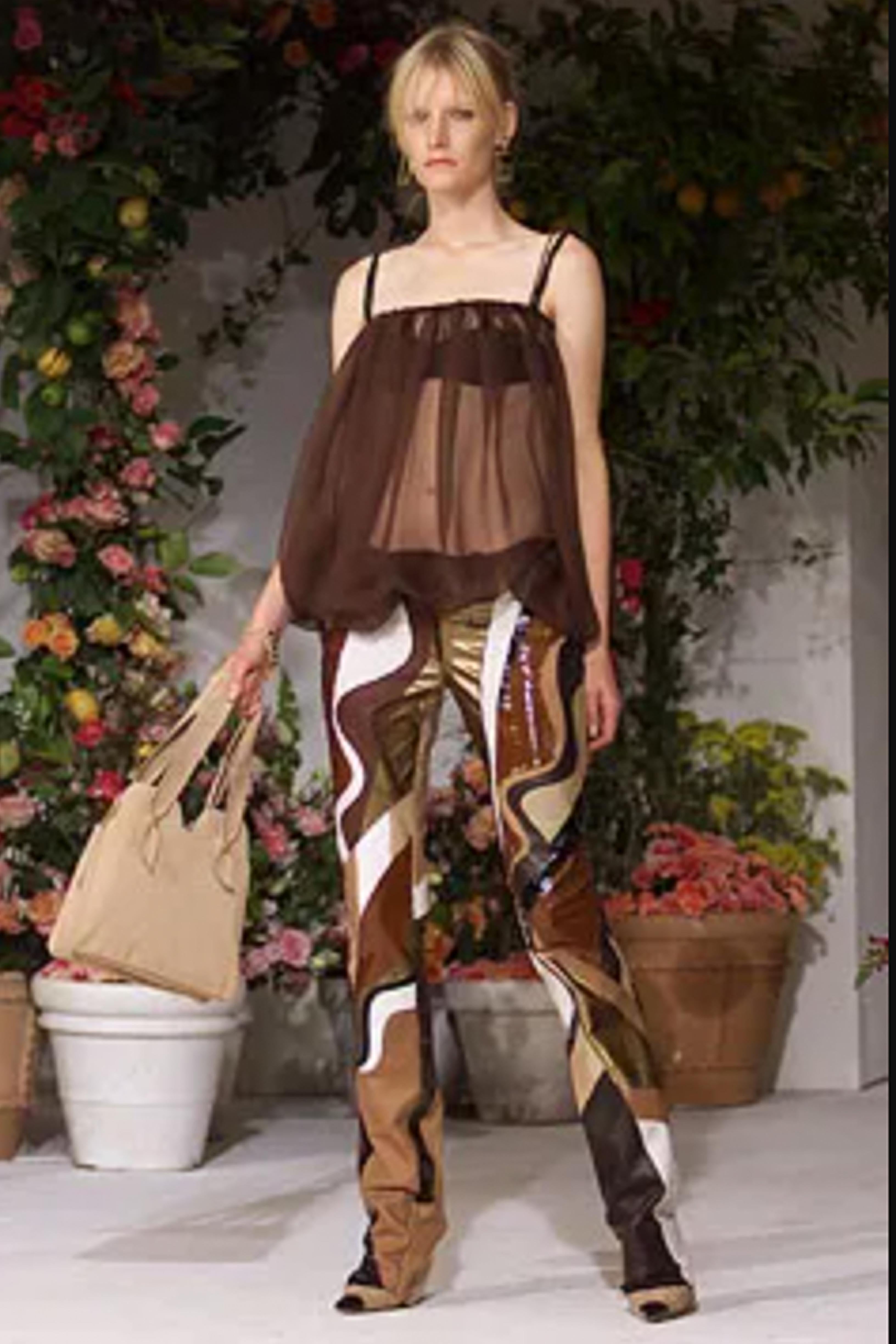 Brown Dolce & Gabbana SS 2002 Leather Patchwork Pants For Sale