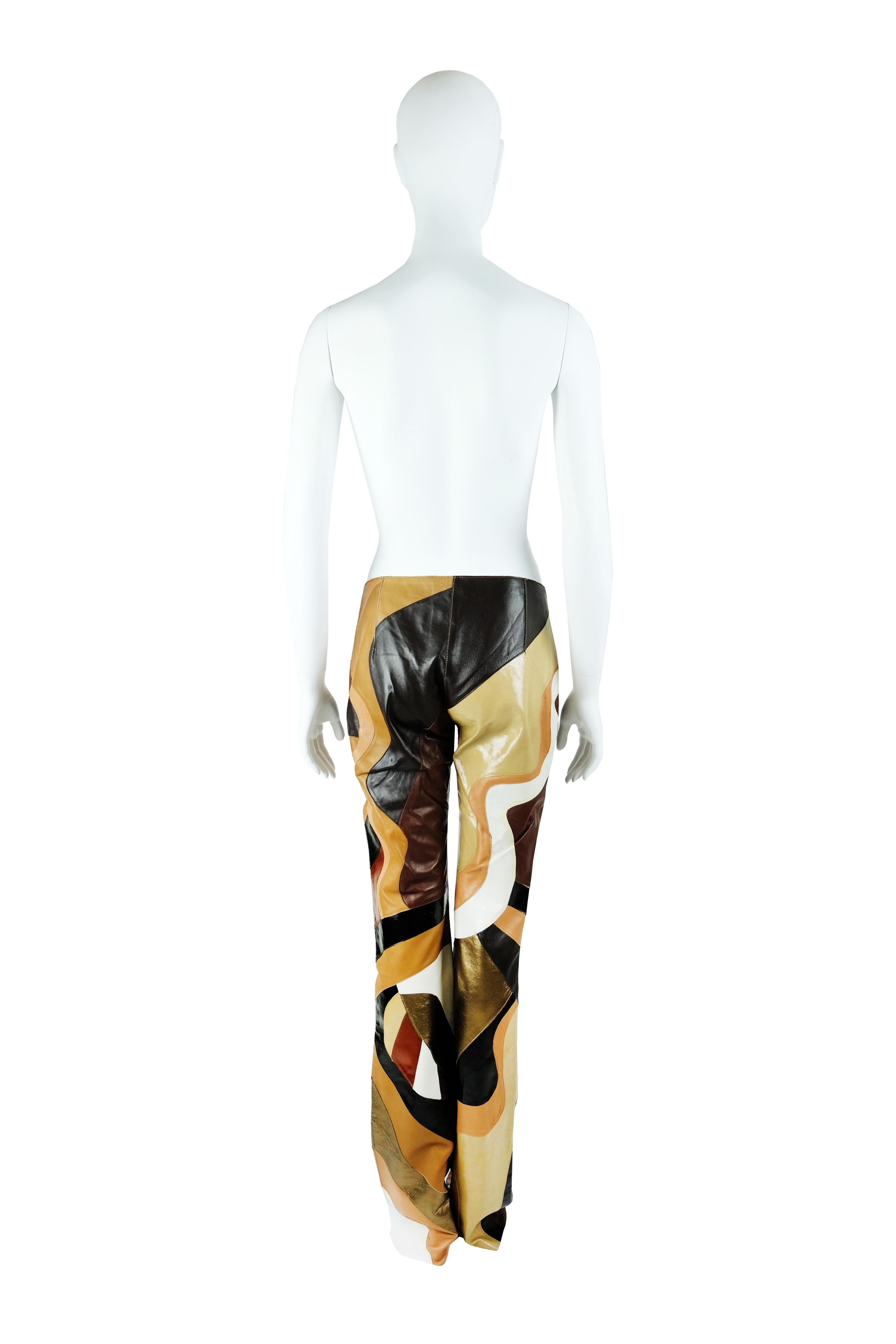 Women's Dolce & Gabbana SS 2002 Leather Patchwork Pants For Sale