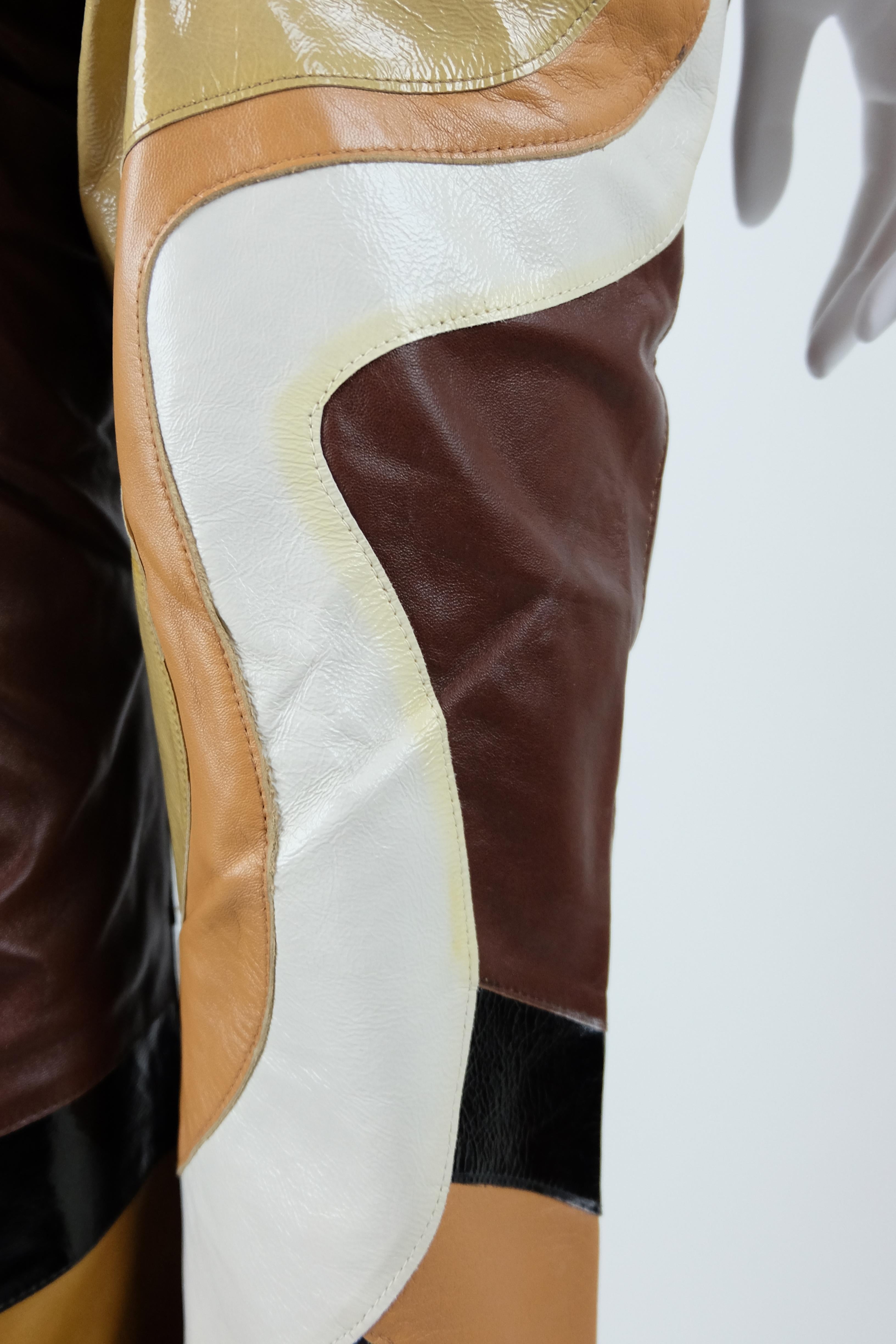 Dolce & Gabbana SS 2002 Leather Patchwork Pants For Sale 1