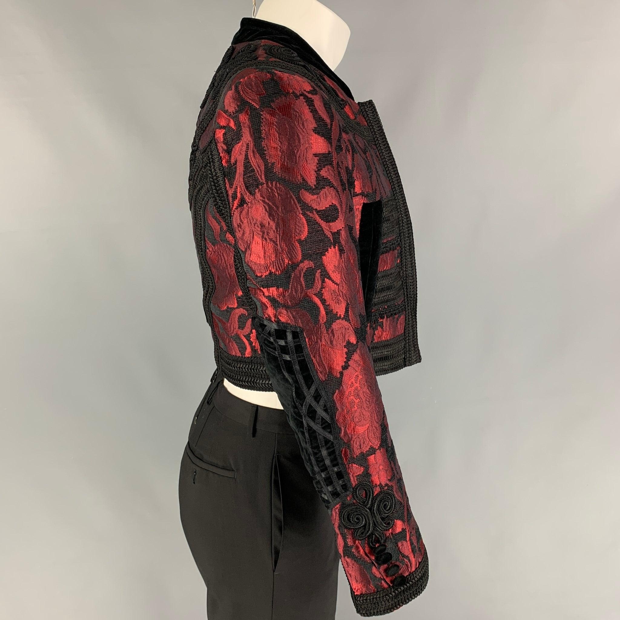 DOLCE & GABBANA SS 2015 Taille 36 Gilet et veste courte en brocart et viscose rouges Pour hommes en vente