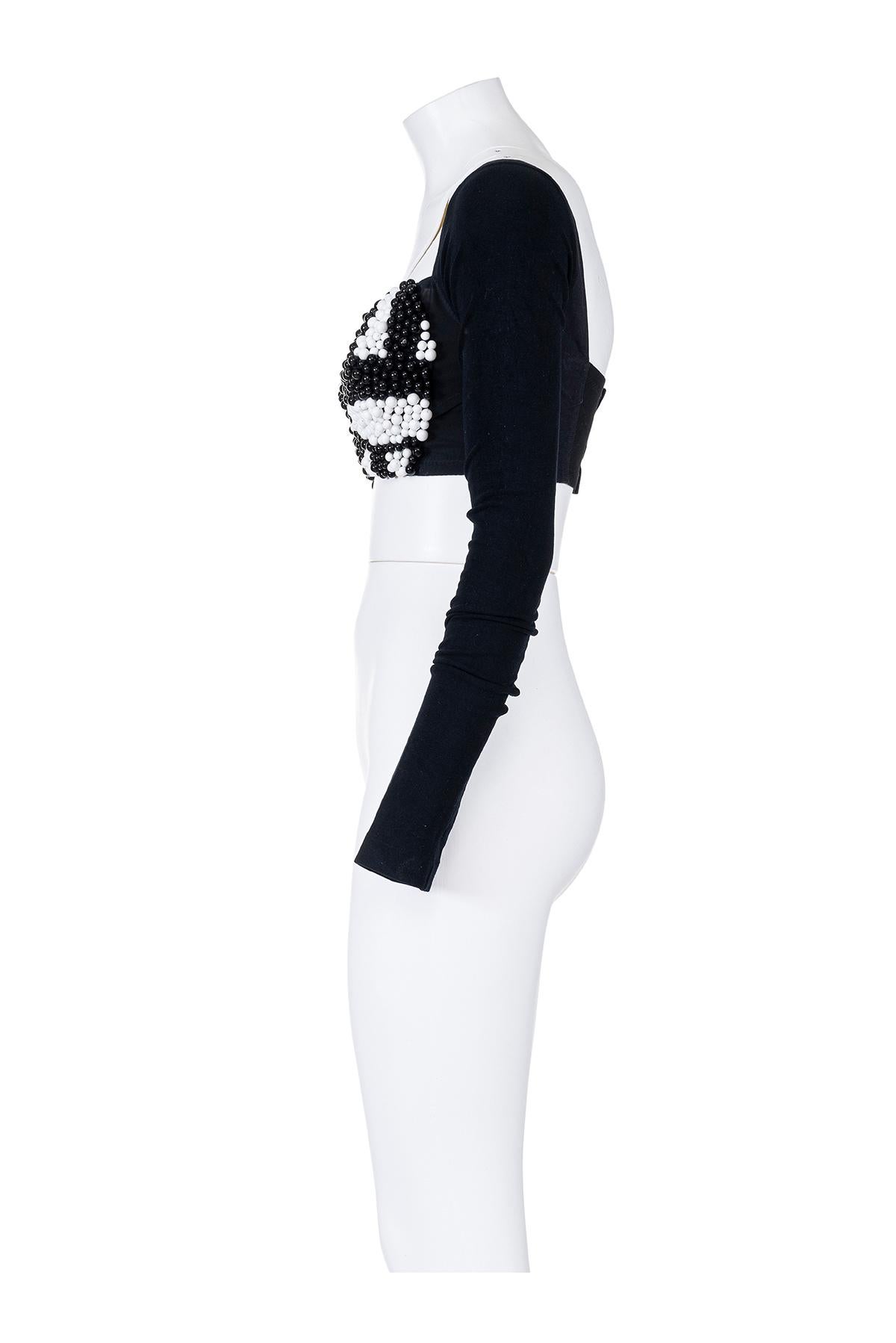 Gray DOLCE & GABBANA SS 91 Rare and Iconic Long Sleeve Beaded Top For Sale