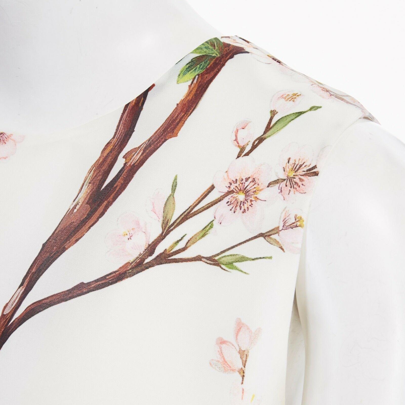 DOLCE GABBANA SS14 white pink cherry blossom print silk flared dress IT40 S 1