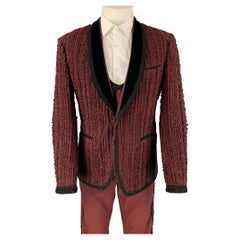 DOLCE & GABBANA SS15 Size 40 Burgundy Black Passementerie 3D Embroidery Suit