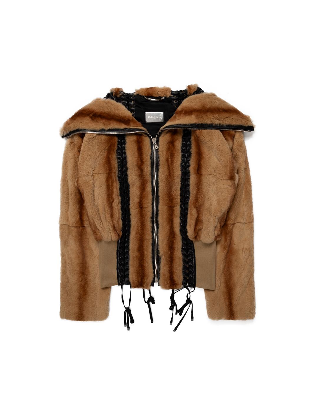 Dolce & Gabbana SS2003 Weasel Fur Aviator Jacket In Excellent Condition For Sale In Beverly Hills, CA