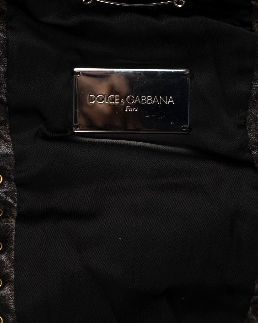 Dolce & Gabbana SS2003 - Veste aviateur en fourrure tissée en vente 1