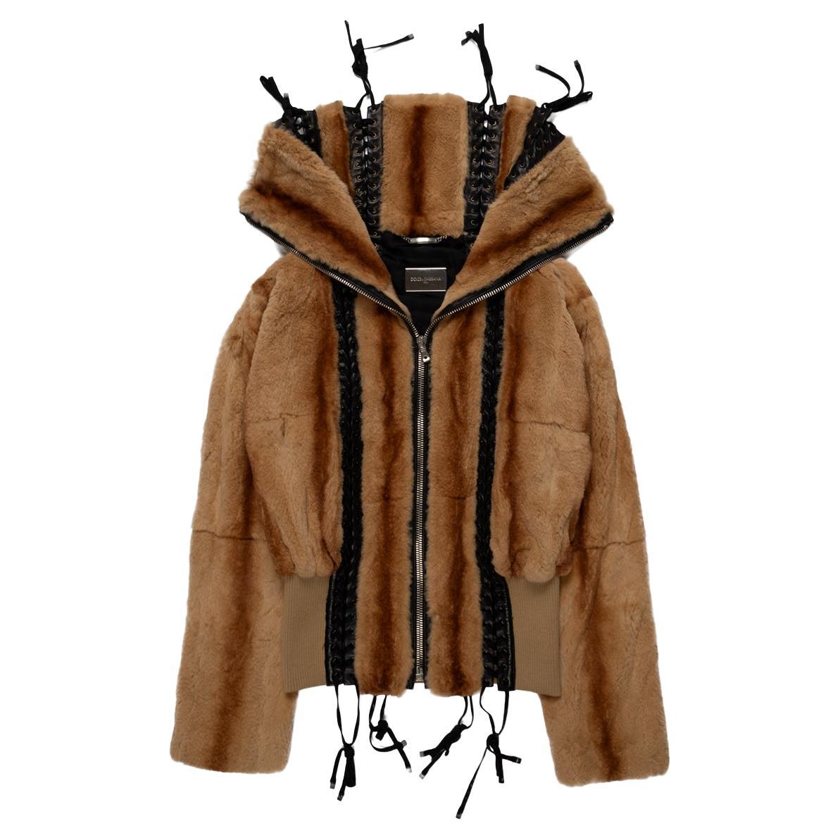 Dolce & Gabbana SS2003 Weasel Fur Aviator Jacket For Sale