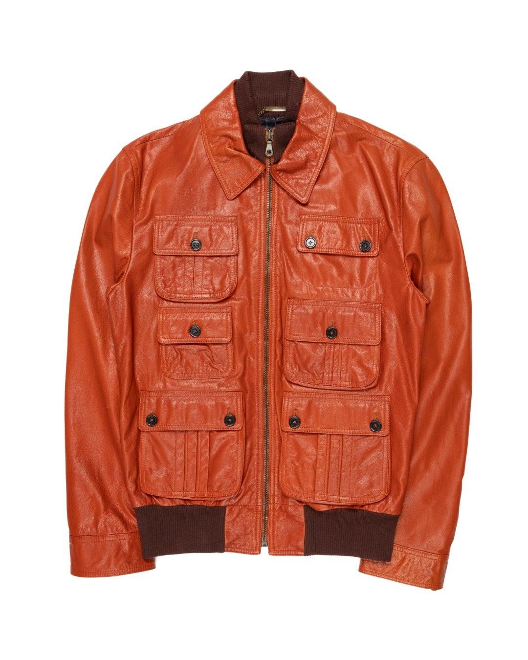 Red Dolce & Gabbana SS2006 Cargo Leather Jacket For Sale