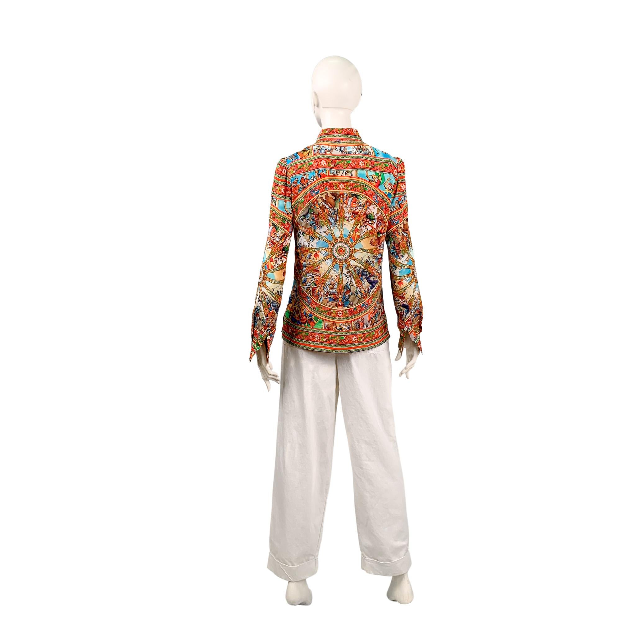 Dolce & Gabbana SS2013 Multicolour Sicilian Print Silk Button-Up Shirt In Good Condition In TARRAGONA, ES