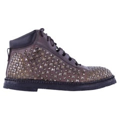 Dolce & Gabbana Stable Ankle Boots CORTINA with Studs and Crystals Brown EUR 41