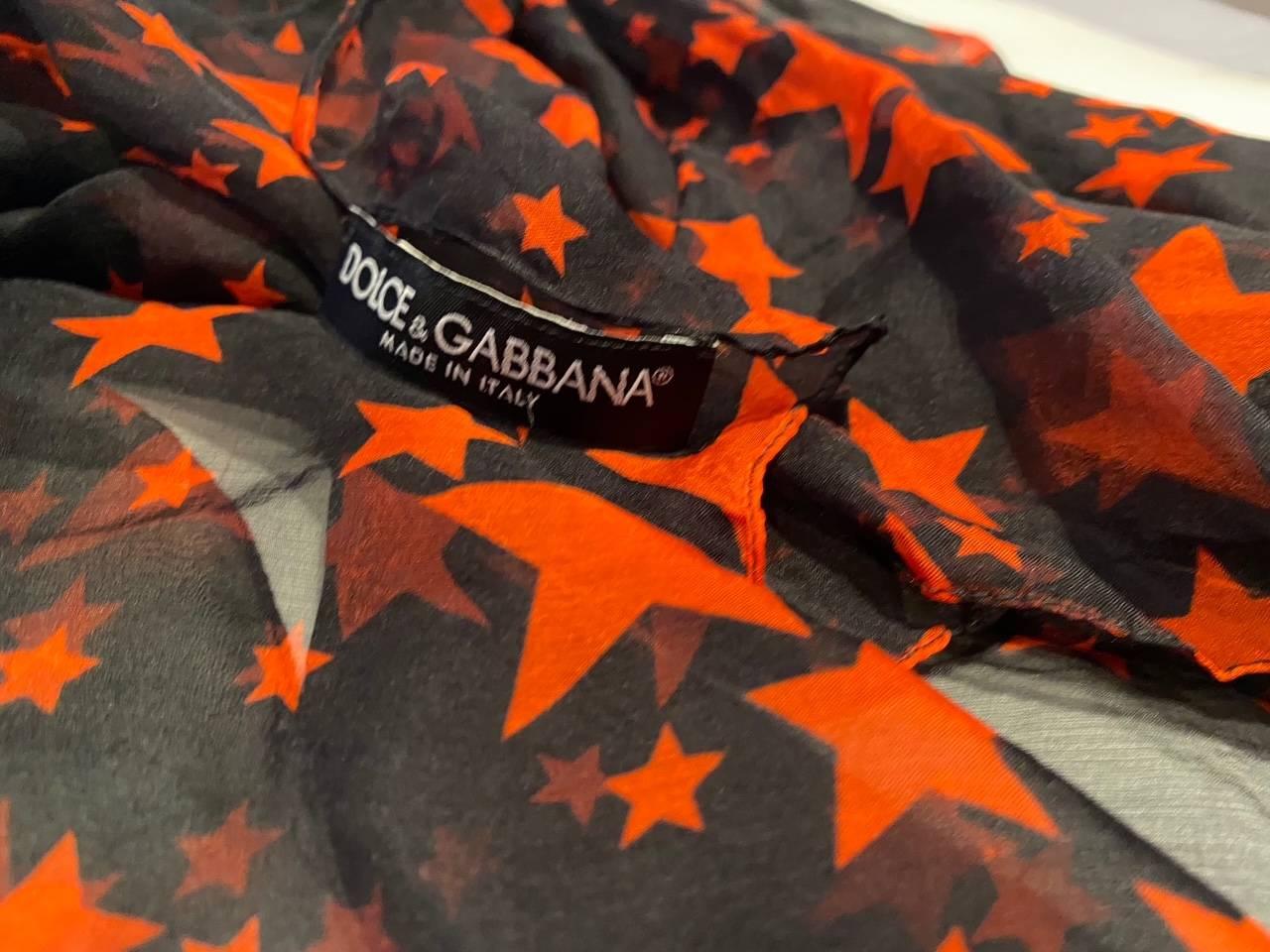 Women's or Men's 2010s Dolce & Gabbana Star Print Collection Chiffon Silk Scarf  For Sale