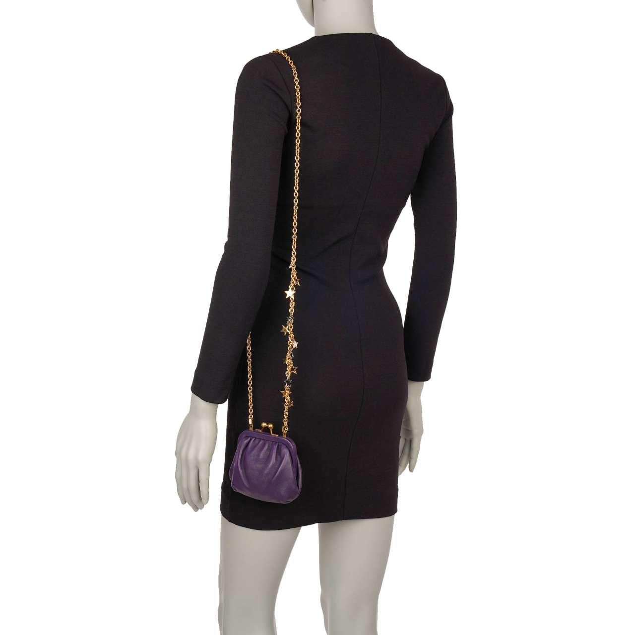 Women's Dolce & Gabbana - Star Metal Chain Clutch Purse Bag Gold Purple For Sale