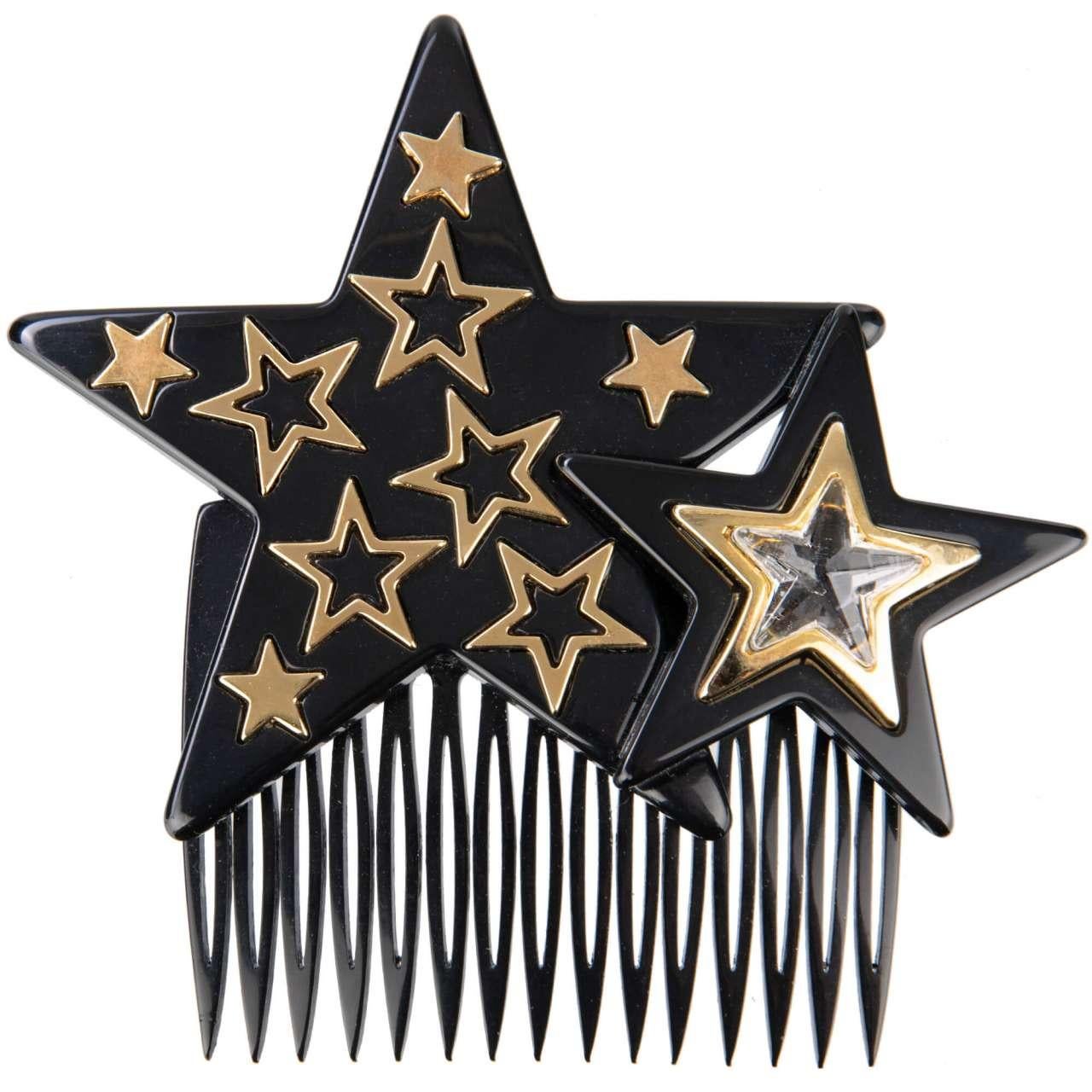 Dolce & Gabbana - Stelle Star Crystal Hair Clip Comb Gold In Excellent Condition For Sale In Erkrath, DE