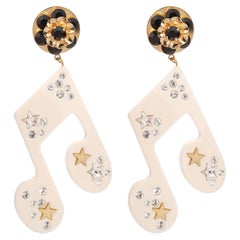 Dolce & Gabbana - Stelle Star Note Crystal Earrings Gold White