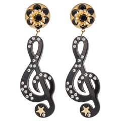 Dolce & Gabbana - Stelle Star Treble Clef Crystal Earrings Gold Black