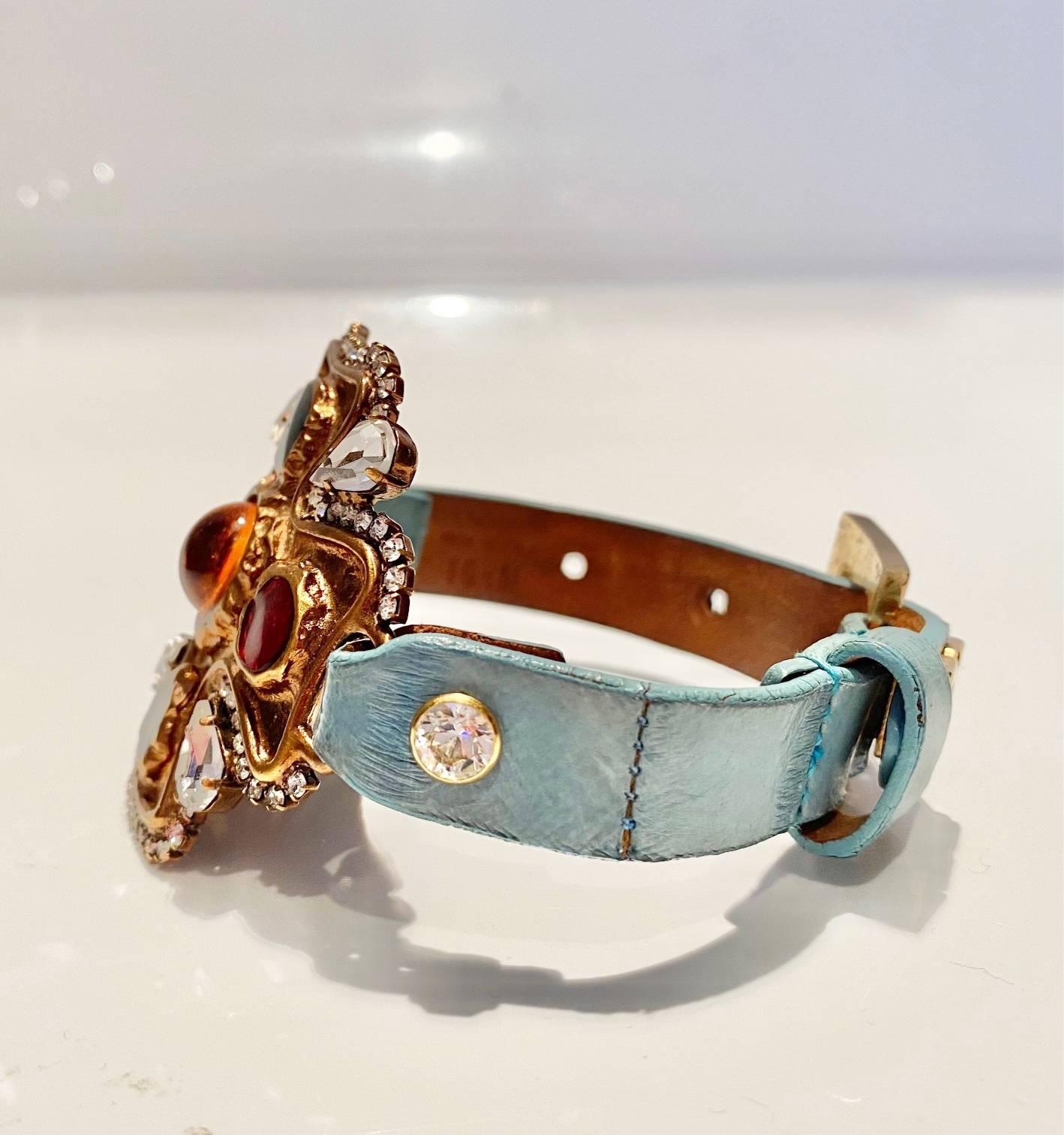 Dolce & Gabbana Stone Jeweled Brass Bracelet  In Good Condition In London, GB