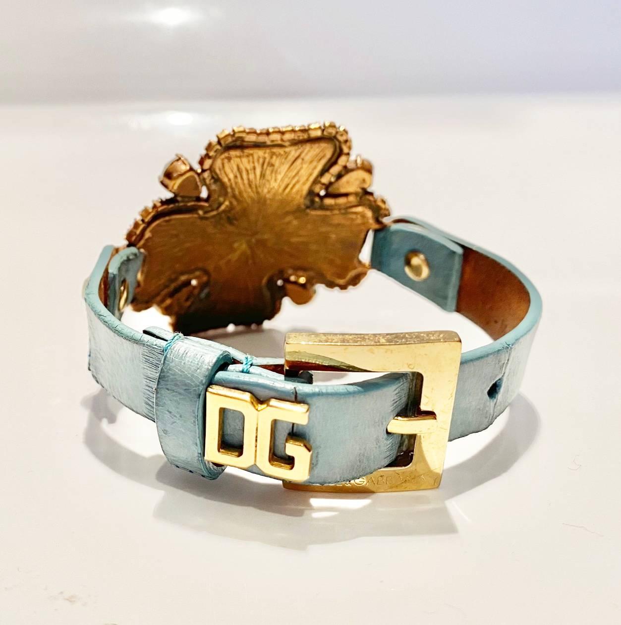 Women's or Men's Dolce & Gabbana Stone Jeweled Brass Bracelet 