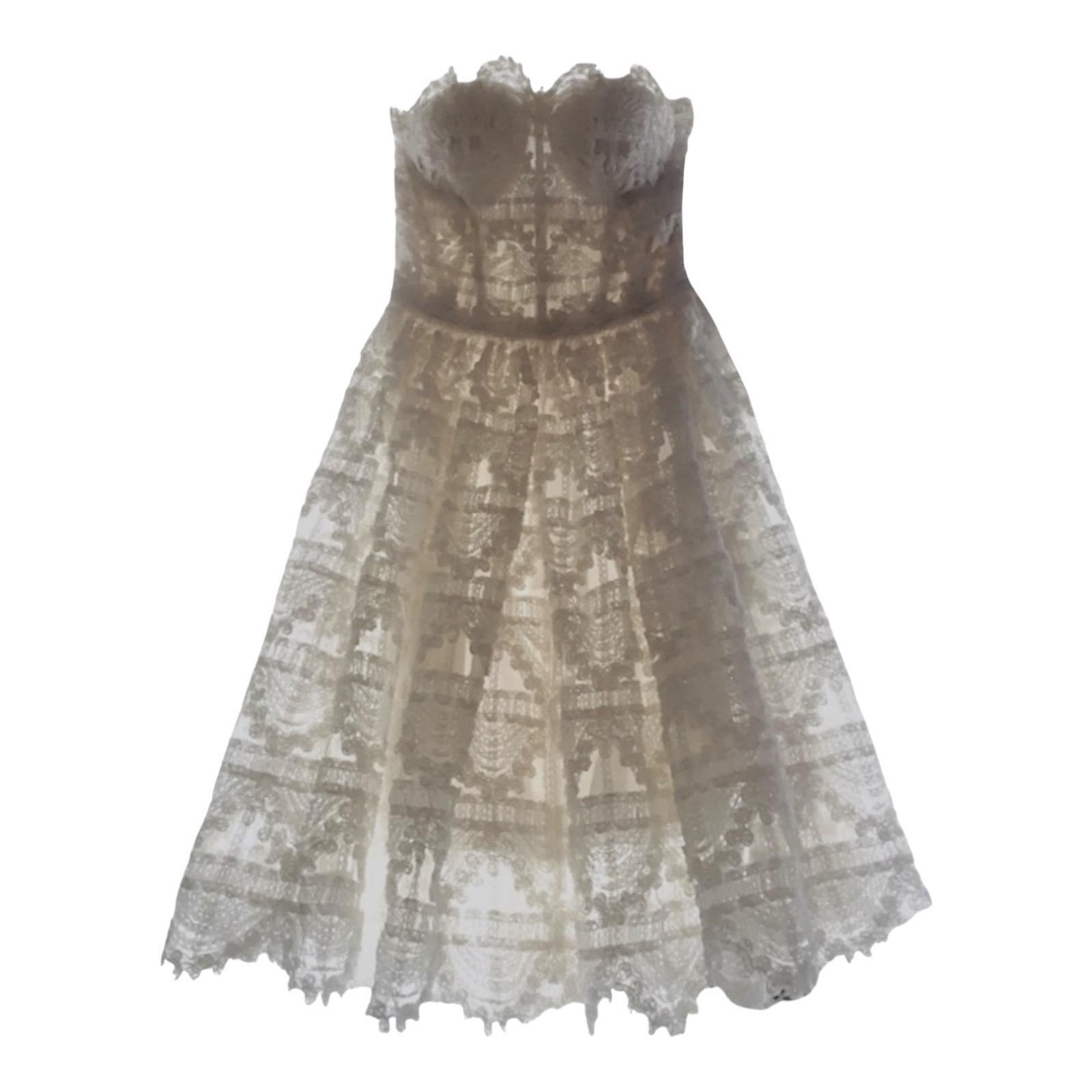 DOLCE & GABBANA Strapless Corset Bustier Lace Engagement Bridal Dress 38 For Sale 6