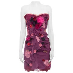 Dolce Gabbana Strapless Purple Ruched Corset Dress - S