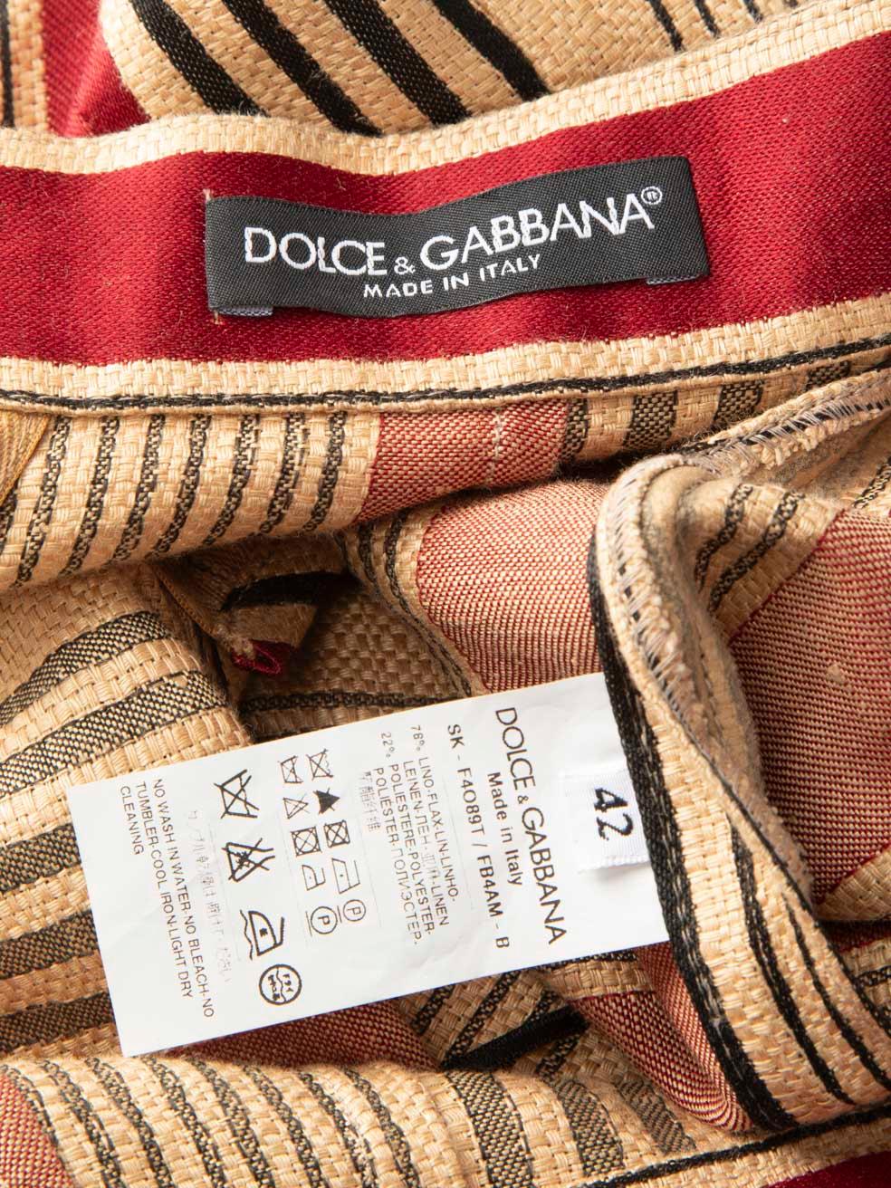 Women's Dolce & Gabbana Striped Button Detail Midi Skirt Size M