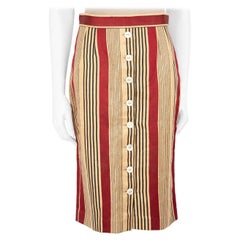Dolce & Gabbana Striped Button Detail Midi Skirt Size M