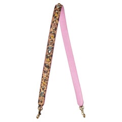 Dolce & Gabbana Studded Crystal Leopard Print Leather Bag Strap Handle Pink Gold
