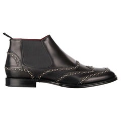 Dolce & Gabbana Studded Leather Ankle Boots Shoes MARSALA Black EUR 40