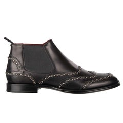 Dolce & Gabbana Studded Leather Ankle Boots Shoes MARSALA Black EUR 41