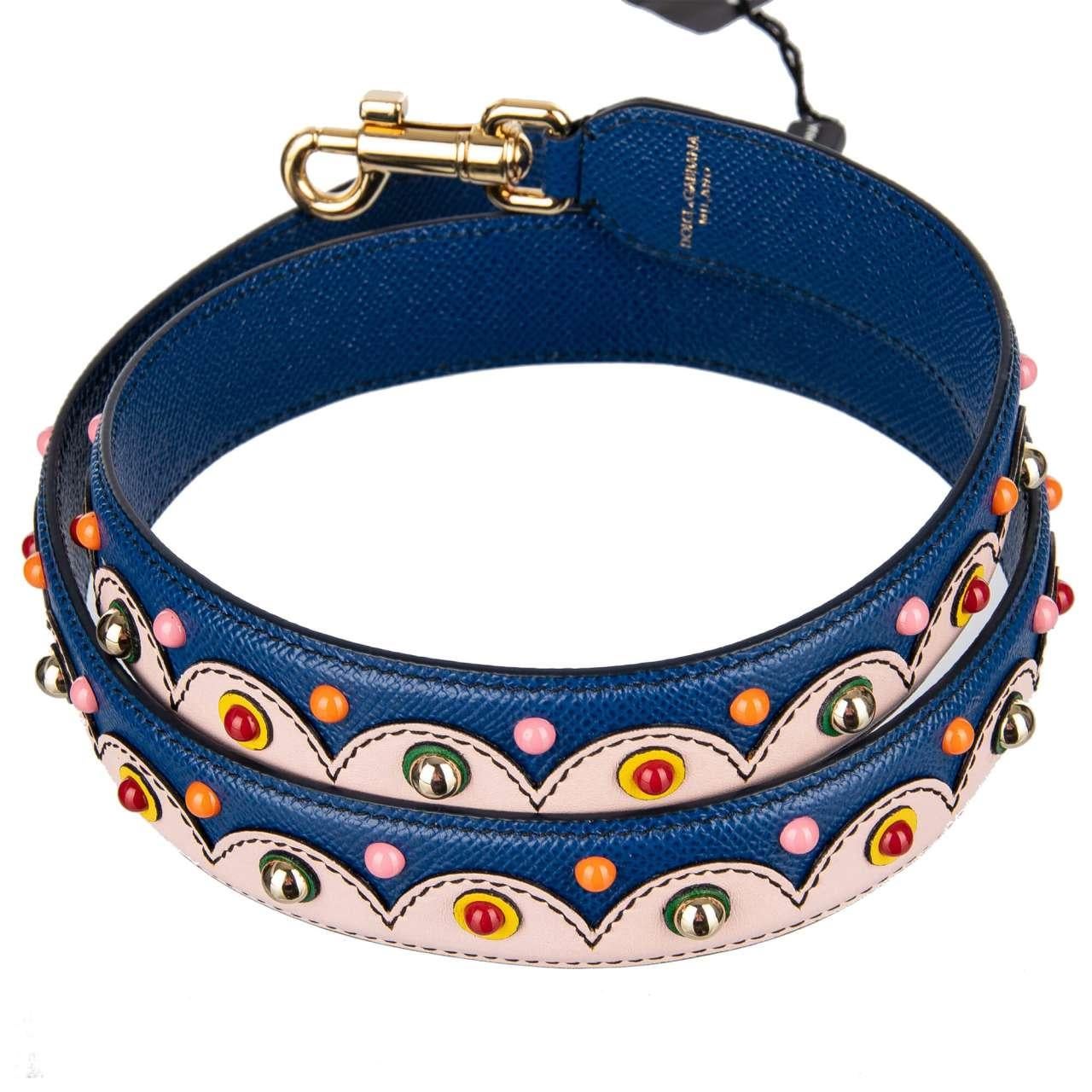 Women's Dolce & Gabbana - Studded Leather Bag Strap Handle Pink Blue Gold For Sale