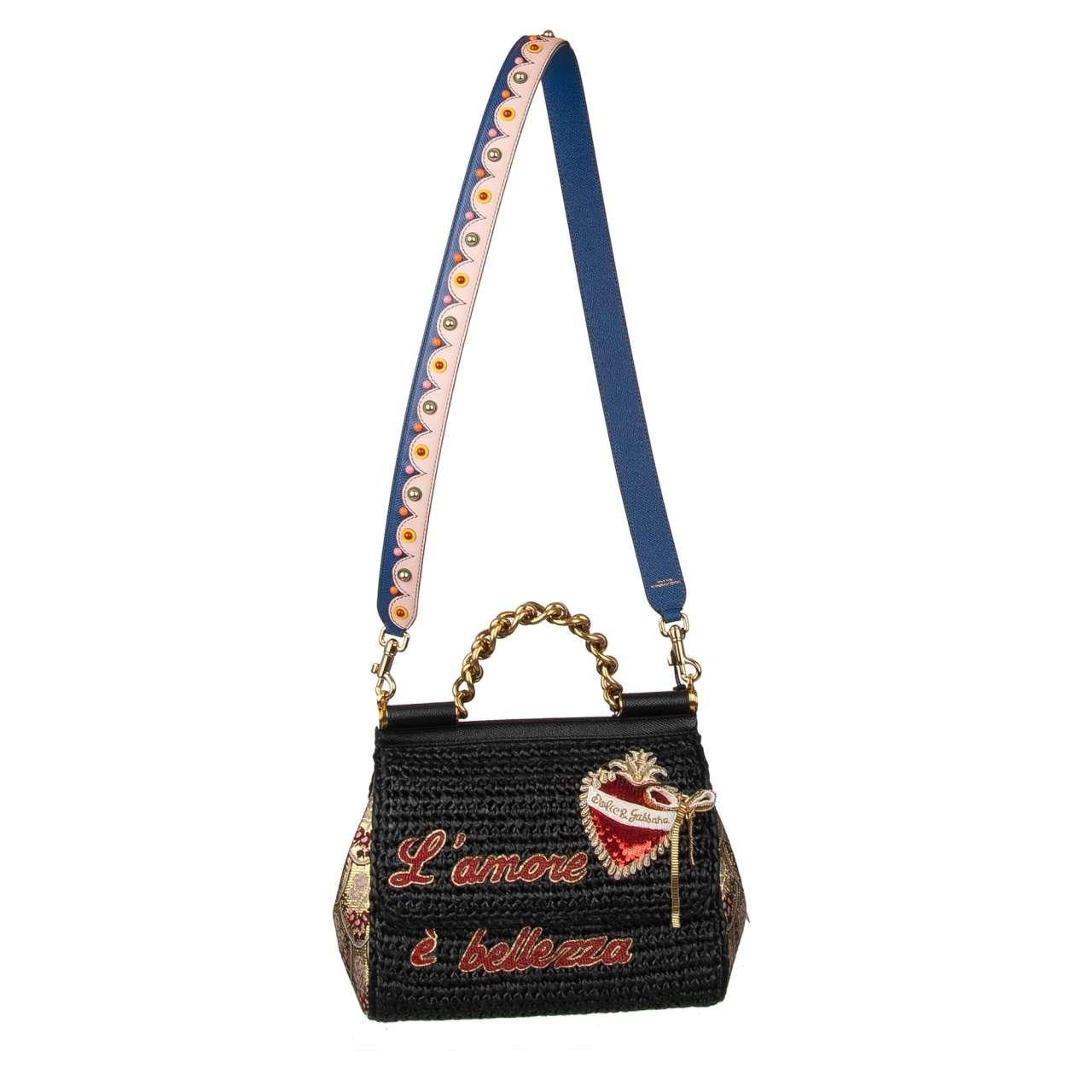 Dolce & Gabbana - Studded Leather Bag Strap Handle Pink Blue Gold For Sale 1
