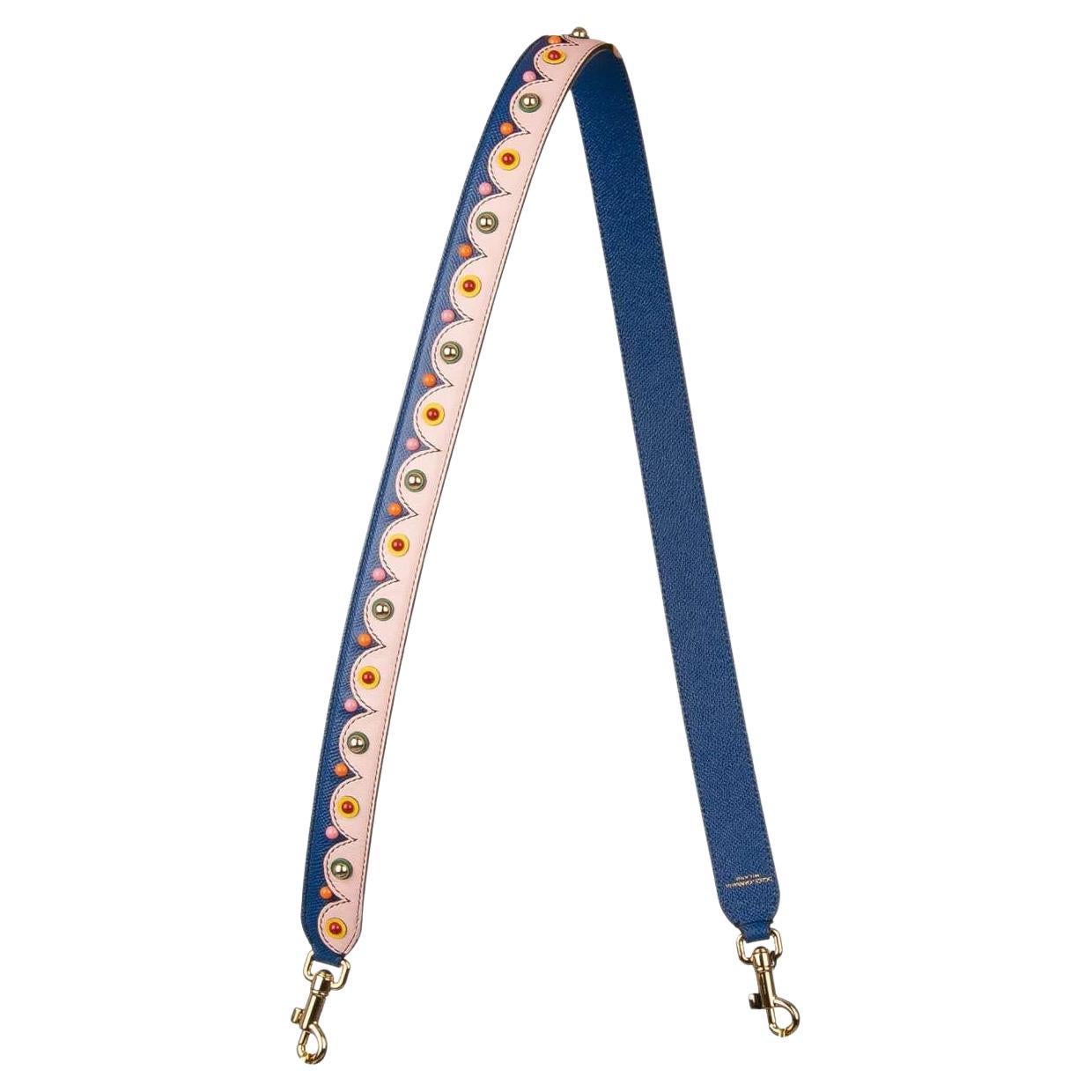 Dolce & Gabbana - Studded Leather Bag Strap Handle Pink Blue Gold For Sale