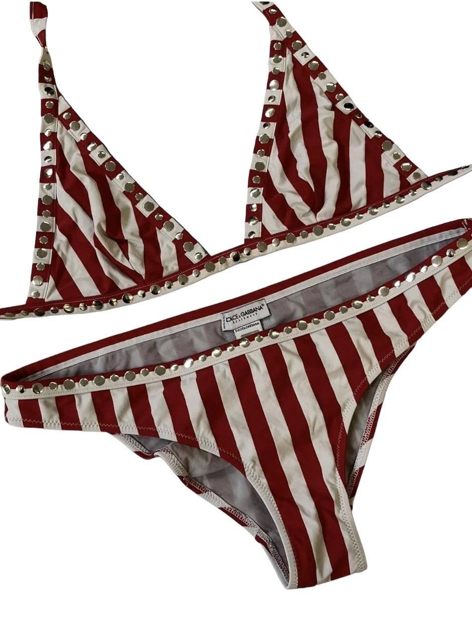 Dolce & Gabbana Studded Striped Vintage Bikini Set 1