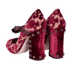 Dolce & Gabbana - Studded Velour Mary Jane Pumps EUR 36