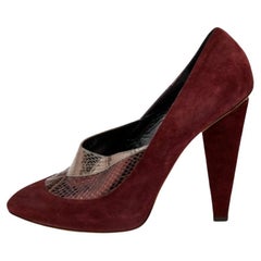 Dolce & Gabbana Suede And Python Embossed Leather Pointed Toe Pumps Size 41