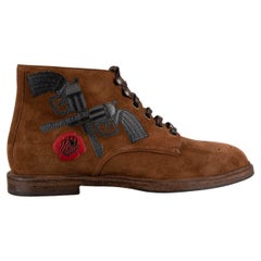 Dolce 
Gabbana Suede Brogue Boots with Pistols Embroidery MARSALA Brown EUR 40