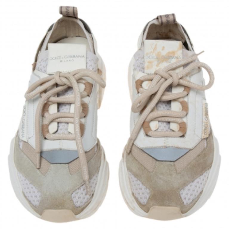 Women's Dolce & Gabbana Suede & Knit Fabric Hex Daymaster Low Top Sneakers Size 37.5 For Sale