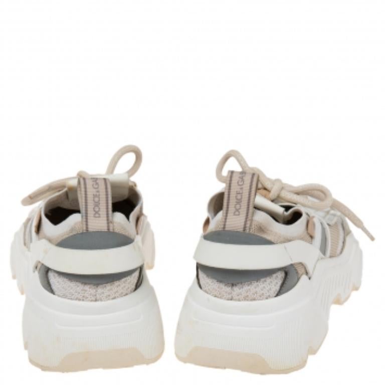 Dolce & Gabbana Suede & Knit Fabric Hex Daymaster Low Top Sneakers Size 37.5 For Sale 1