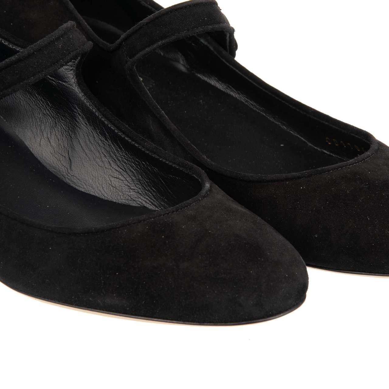 Dolce & Gabbana - Suede Leather Mary Jane Pumps VALLY Black EUR 37 In Excellent Condition For Sale In Erkrath, DE