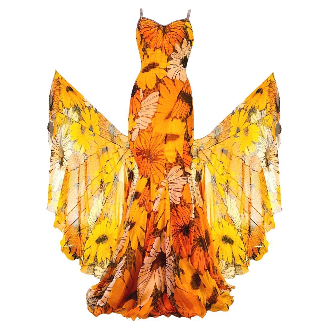 Dolce & Gabbana Swarovski Crystal Embellished Sunflower Evening Gown Size 40IT For Sale