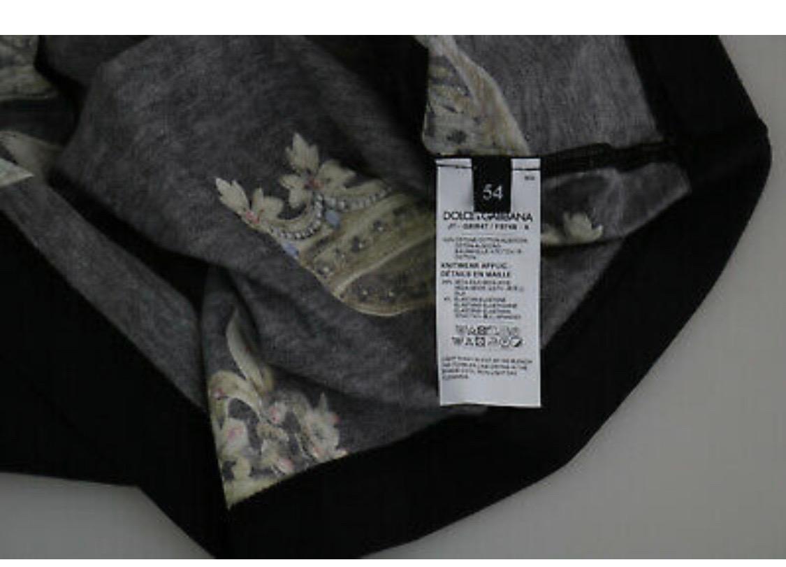 Dolce & Gabbana T-shirt Black Cotton Jersey Crown Print Men Top 1