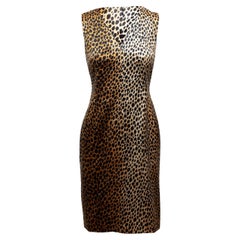 Dolce & Gabbana Tan & Black Silk Cheetah Print Dress
