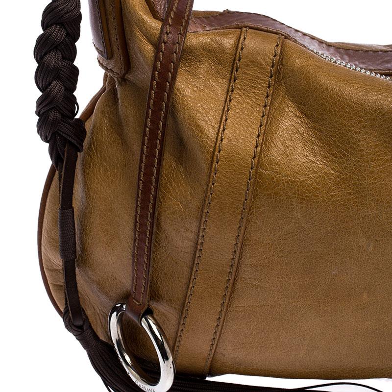 Dolce & Gabbana Tan/Brown Leather Shoulder Bag For Sale 1