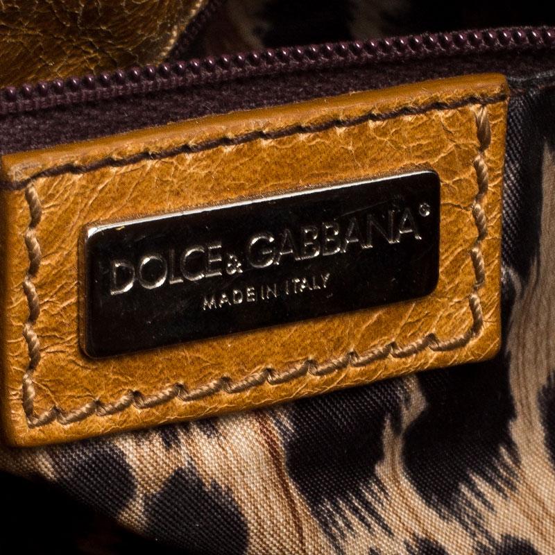 Dolce & Gabbana Braune/Braune Leder-Umhängetasche im Angebot 4
