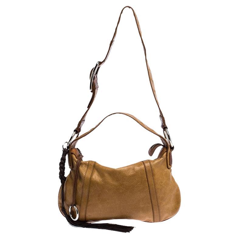 Dolce & Gabbana Tan/Brown Leather Shoulder Bag For Sale